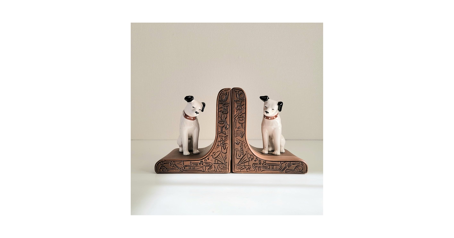 ビクター犬　ニッパー君　陶器製ブックエンド ビクター犬 ニッパー君 ペア陶器製ブックエンド【美品 希少価値